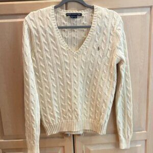Ralph Lauren Sport Women's Cream V-Neck Sweater Size XL